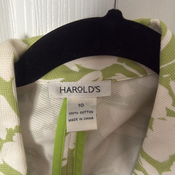 Floral Green and White Wrap blazer Harold’s size 10 - Picture 2 of 4